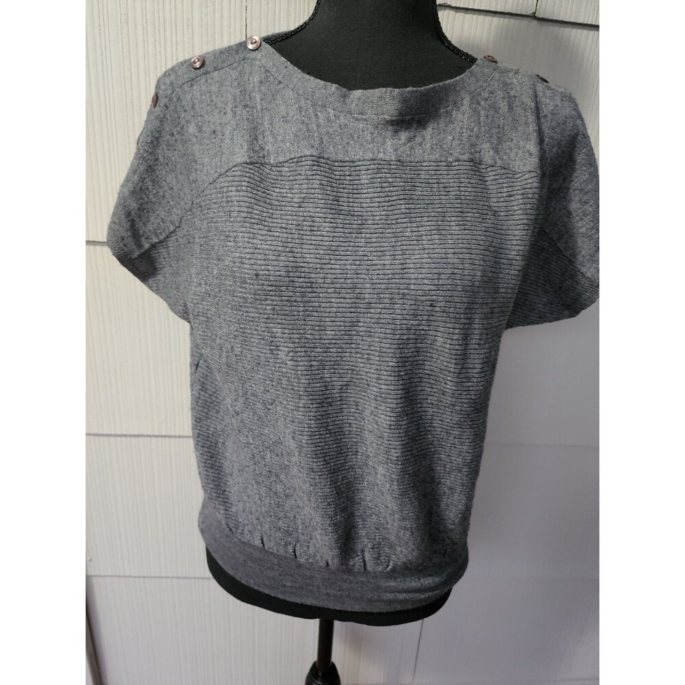 Ruby Moon Grey Oversized Sweater Short Sleeve Top Small